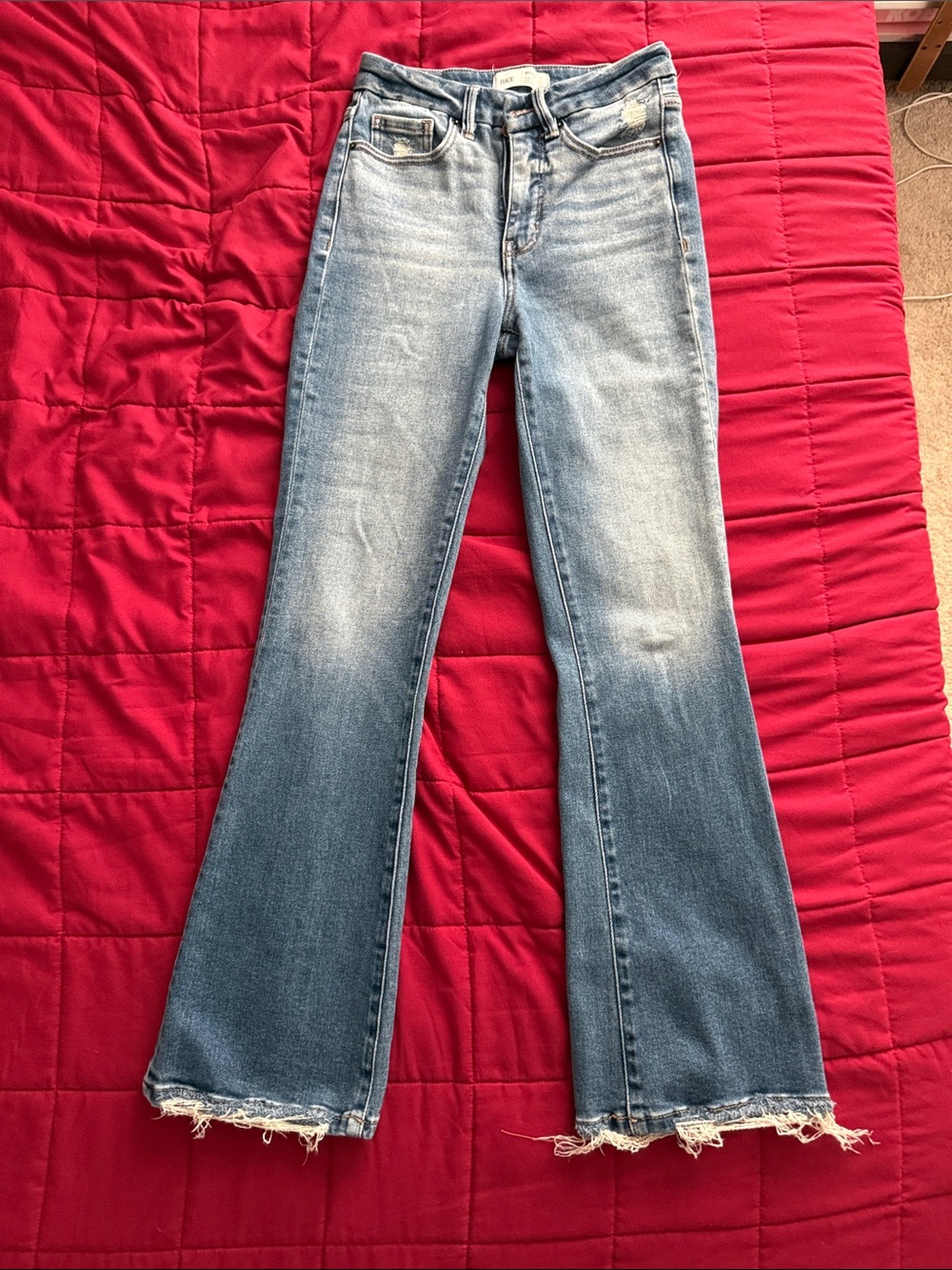 Buckle BKE BILLIE Light Blue Flare Jeans with Frayed Hem